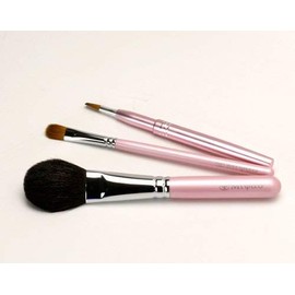 Celebration Present, Gift, Kumano Makeup Brush, Pink Pearl Set of 3 (Middle-Axis Type), Gift Packaging
