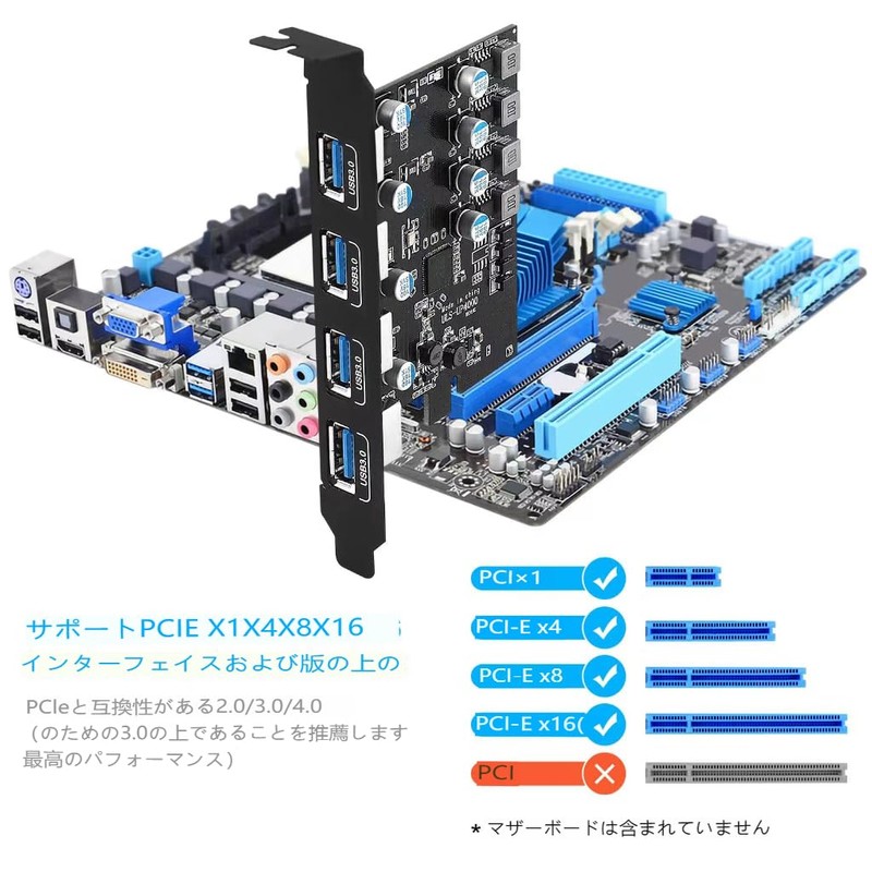 Farboko 4 Port PCI-E USB 3.0 Expansion Card (4 USB