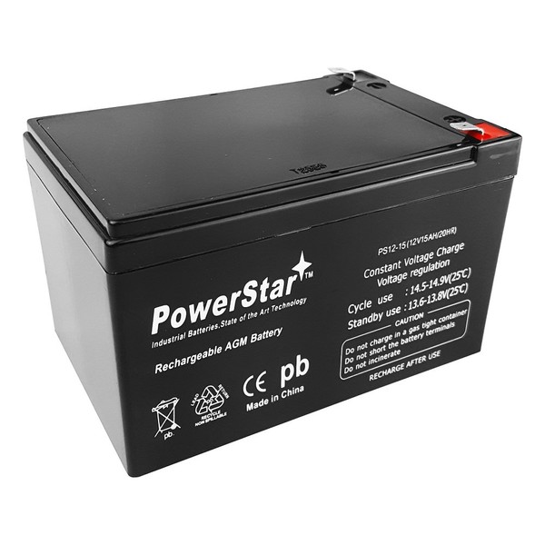 PowerStar® 12V 15AH SLA Battery Replaces cb12-12 np12-12 bp12-12 es12-12 ub12120-2PK