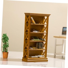 Sosoport Miniature Bookshelf Wooden Mini Bookcase Scale Miniature Furniture for Dollhouse Handmade Mini Home Decor