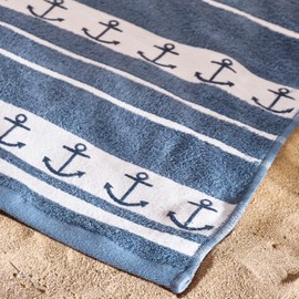 Catherine Lansfield Anchors 90x180cm Cotton Extra Large Beach Towel Blue
