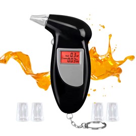 Chamgeco Alcohol Checker Breath Alcohol Tester, Portable Alcohol Breathalyzer Tester with Keychain, Professional-Grade Accuracy Digital Alcohol Detector Breath Checker Analyzer with 5 Mouthpieces