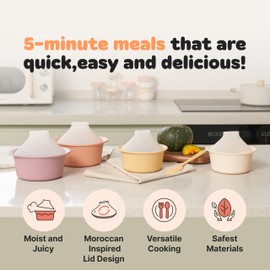 Moyuum Silicone Microwave Steamer | Made in Korea, Baby Food Maker Bowl with Lid, Egg and Vegetable Steam Cooker, Japanese Donabe Inspired Cooking Pot, Dishwasher Safe (Small, Oatmeal)