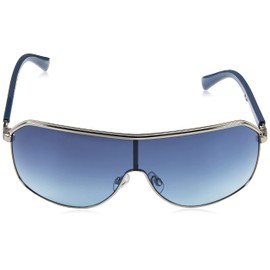 SOUTHPOLE Men's Metal Shield Rectangular Sunglasses, Silver & Blue, 138 mm