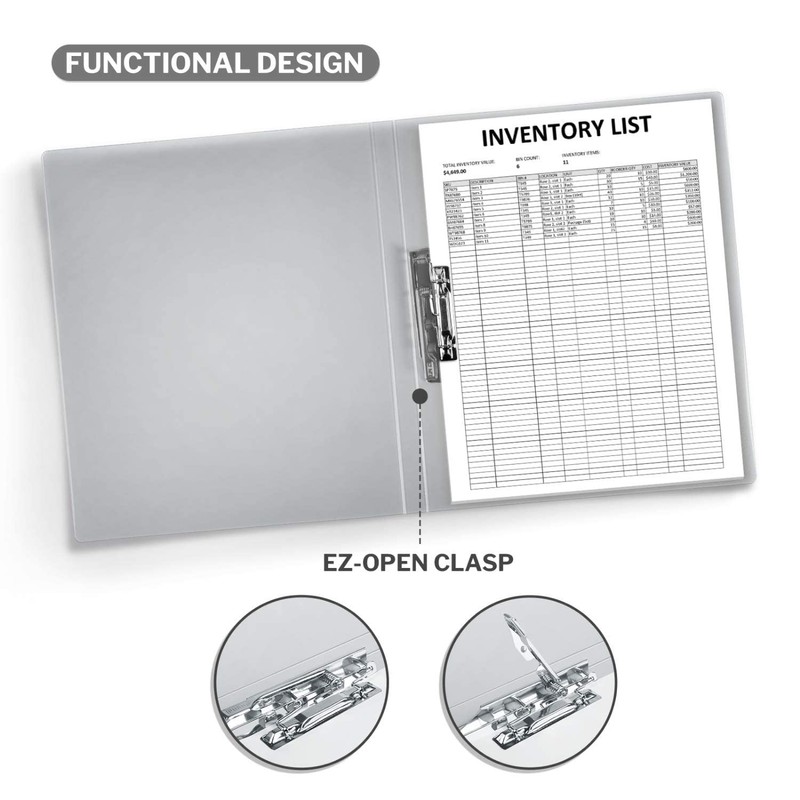 CRANBURY Punchless Clamp Binder (Dusky Gray), Ringless Binder Holds 100