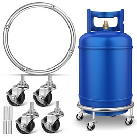 Movable Propane Tank Holder 20Lb Cylinder Stand with Brake Wheels Gas Cylinder Base Plate Cart for Easy Transport and Stable Support