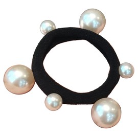 One Limitation SA006 Women's Hair Elastic Charm, Pearl Accessory, Hair Ornament, Simple, Hair Arrangement, Black