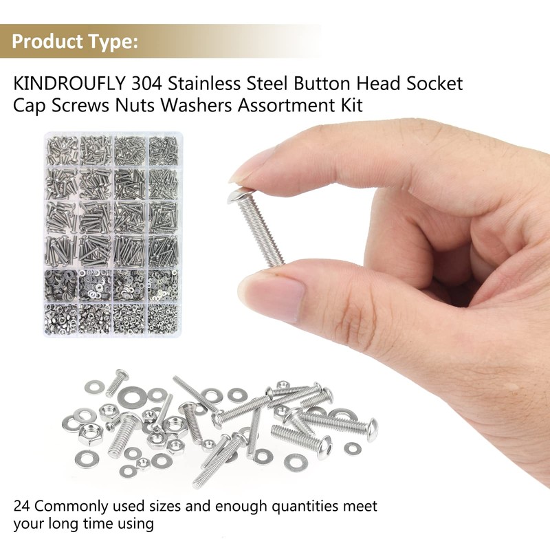 Kindroufly 1285 Pieces M2 M2.5 M3 M4 Button Head Socket