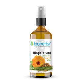 BIOHERBA Halsspray Ringelblume Extrakt – Calendula officinalis mit Propolis – 50 ml – Köpfchen Blüten – Beruhigende und schützende Pflege mit Vitamin C und natürlichen Inhaltsstoffen –PZN 17188717