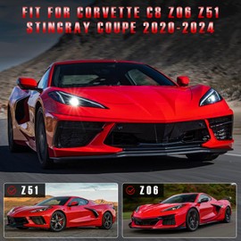 Bracingo Rear Window Louvers Trim Cover Panel Compatible with Chevy Corvette C8 Z51 Z06 Stingray Coupe 2Doors 2020 2021 2022 2023 2024,Rear Window Quarter Triangle Covers,2PCS (Carbon Fiber Pattern)