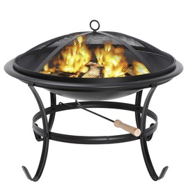 HANGKAI 22" Portable Firepit Mini Round Fire Bowl w/,Screen Cover,Safety Metal Legs Fireplace for Backyard,Camping,Patio