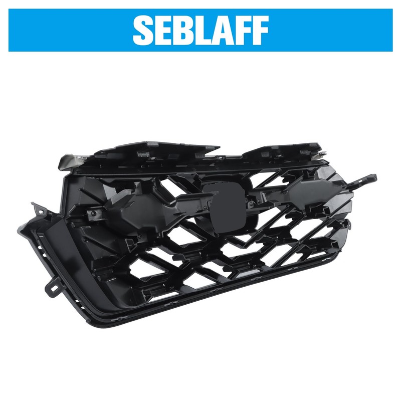 SEBLAFF Front Grille Glossy Black Plastic Sport Hybrid Upper Grill