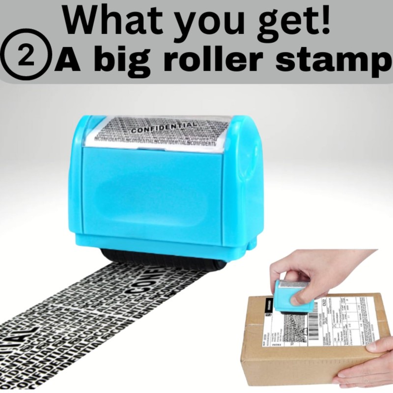 ConfidStamp Address Blocker Stamp,Confidential Roller Wide Stamp with 5 Void