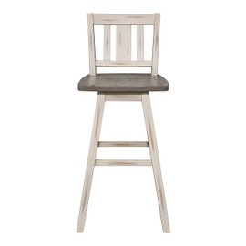 Lexicon Havre Swivel Pub Height Barstool (Set of 2), Slat-29Inch, Gray/White