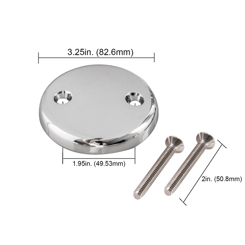 CalcMetal Dual Hole Bathtub Drain Overflow Plate with Two Matching