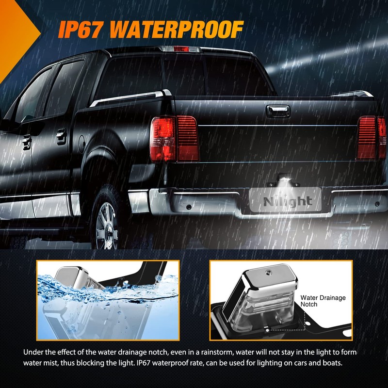 Nilight LED License Plate Light w/Bracket Mount Waterproof Courtesy Step
