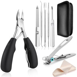 Nail Clippers Set 7Pcs, Toenail Clippers with Pliers, Nail Files, Tweezers, and Case