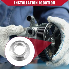 Hihaha 90305PAAA01 90305P0G003 Power Steering Pump Pulley Nut for Honda Accord 1995-2012 for Honda Civic 1996-2011 / Inner/Durable Metal/ 1 Pcs Silver Tone