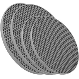 Tonbbow Large Silicone Trivets for Hot Dishes, Heat Resistant Pot Holders, Non Slip Hot Pads for Kitchen, Hot Pots and Pans, Countertops, Grey, 7 Inch and 9 Inch, 4 Pack