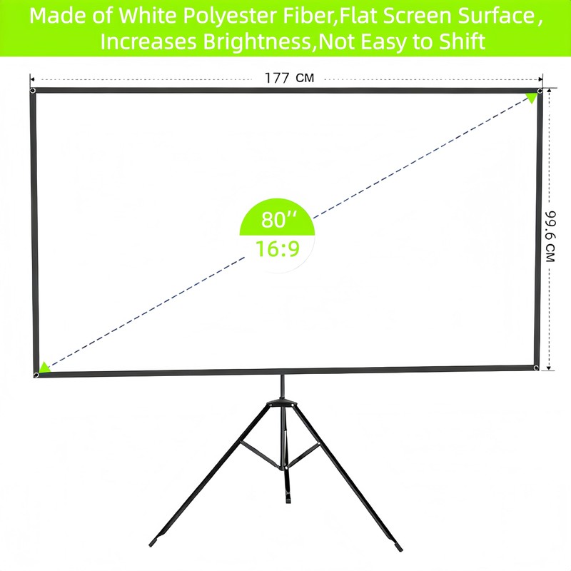 Portable Projection Screen with Single-Support Tripod Stand, Indoor and Outdoor