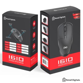 Retail Digitals 3-Button USB Wired Mouse | High-Precision Optical Tracking | Durable for Desktop & Laptop | Black