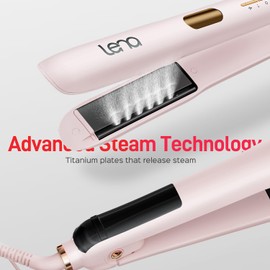 Steam Flat Iron Straightener LENA H11, Professional Salon Styling Tool with Titanium Vapor Plates, Super Straightening Effect, Adjustable Temps for All Hair Types, LED Display, Dual Voltage