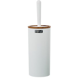 DRW White and Natural Acrylic Toilet Brush Set 11 x 11 x 34 cm