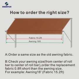 SHADEPLUS RV Awning Fabric Replacement,Camper Awning Replacement,16 oz Waterproof Vinyl Universal RV Awning Replacement for All Brands Camper,Trailer, Motorhome Awnings,Both Sides Dyeing Cocoa 17'2''