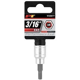 PERFORMANCE TOOL W38877 Wilmar 3/8 in. Dr. 3/16 in. Hex Bit Socket