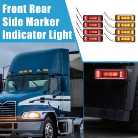 X AUTOHAUX Trailer Light 3 LED Sealed Waterproof 4" Rectangle Stop Brake Turn Tail Signal Marker Light for Truck Lorry RV Trailer UTV Plastic Amber Red (Set of 8)