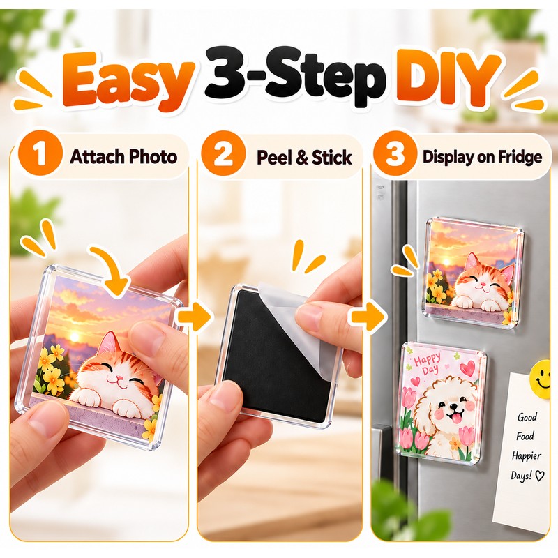 DIY Acrylic Fridge Magnet Kit for Custom Photo Crafts –