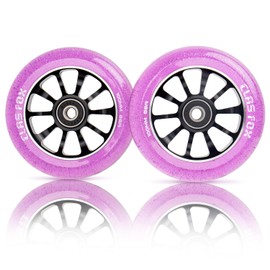 Pro - Ruedas para scooter (100 mm, un par de ruedas, rodamientos ABEC-9, núcleo de metal CNC, 2 unidades), color morado