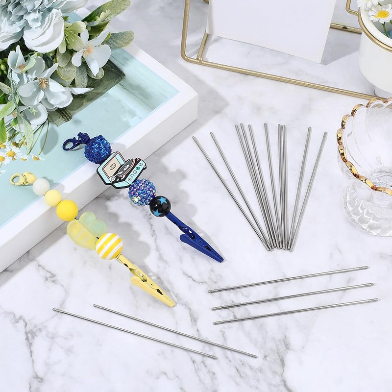 SUNNYCLUE 1 Box 50Pcs 117mm Pen Extender Rods Beadable Pen