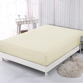 AL NOOR HOME Premium Cream Fitted Sheet - 100% Pure Egyptian Cotton with 300 TC - Hotel Quality 30cm Deep Double Fitted Bed Sheet