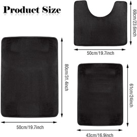 Culinavog Memory-Schaum Badezimmerteppich Set 3 Teilig, Weiche und Absorbierende Badematte und U Förmige wc Vorleger, Badteppich rutschfest Waschbar,rutschfeste und Waschbare Badvorleger Set, Schwarz