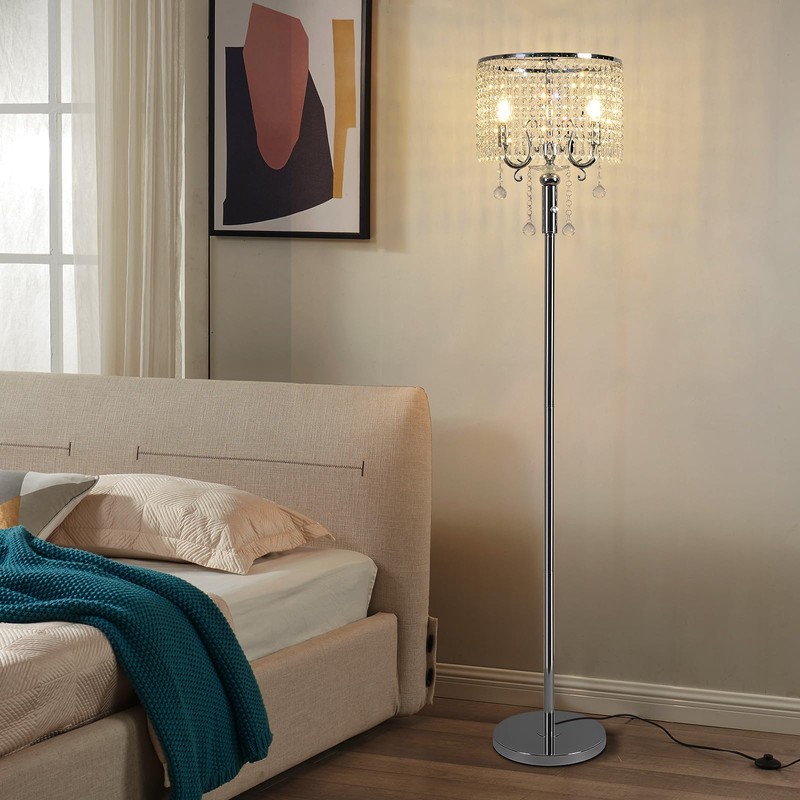 Hsyile Elegant Designs Modern Creative Crystal Floor Lamp,Suitable for Living