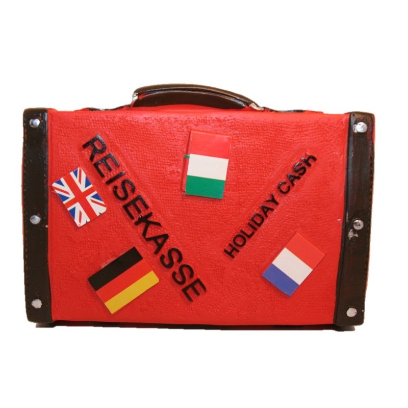 Money Box Suitcase Red Travel Suitcase 14 x 11.5 cm
