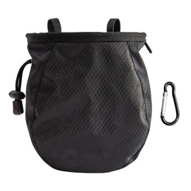 SLEEKEE 1 x Black Climbing Chalk Bag with 1 Black Mountaineering Metal Buckle, Climbing Equipment, Adjustable Chalk Bag, Multifunctional Powder Bag, Suitable for Fitness Gymnastics