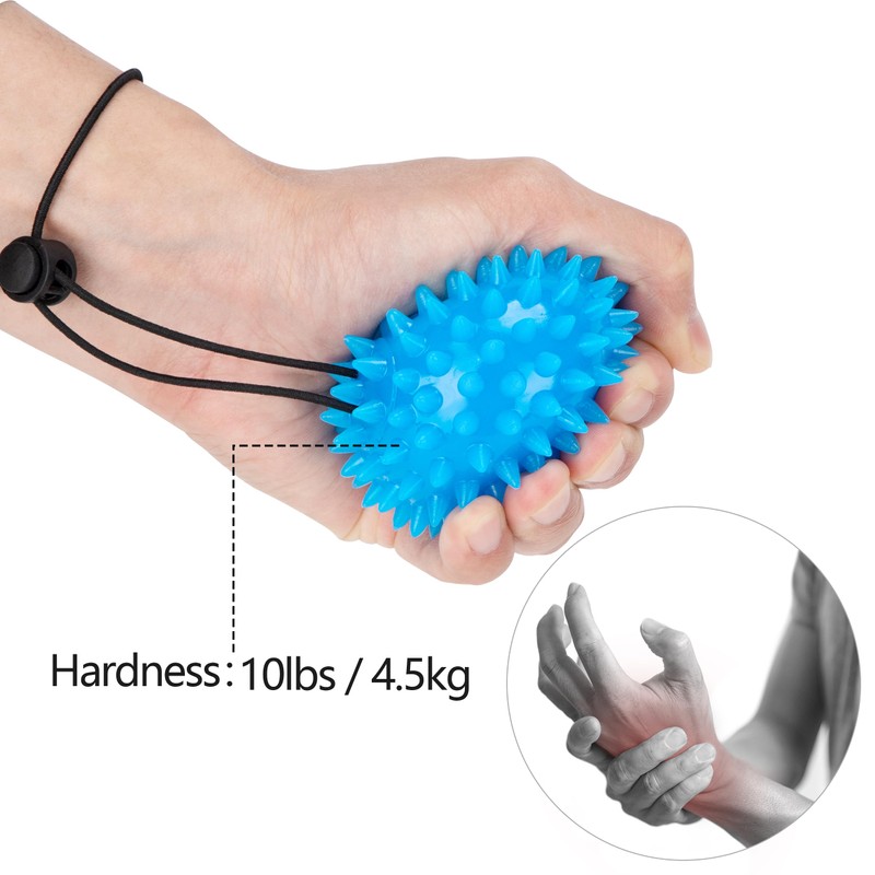 Yesaler Hand Trainer Hedgehog Ball with Elastic Hand Strap Massage