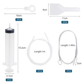 Mynoozi Pack of 5 Fridge Drain Hole Cleaning Tool, Fridge Cleaning Kit, Fridge Drain Cleaning Brush with Hose, Syringe, De-Icing Shovel, De-Icing Scoop, Stopper and Inserts