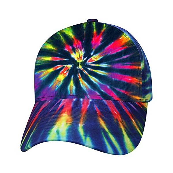 Tie Dye Cap 1960s Hippie Rainbow Color Hat for Men Women and Teens Tye Die