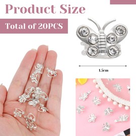 BelleVive 20 Pieces Mini Hair Clips with Rhinestones and Butterflies, Cute Silver Hair Pins, Small Decorative Hair Clips, Hair Clips for Weddings, Bridal Hair Accessories for Women
