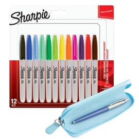 Sharpie A Set of School Supplies Permanent Markers with Parker Jotter Pen (Blue Ink) and Parker Pen Case