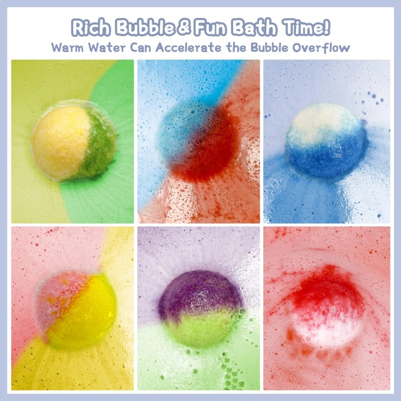 Bath Bombs for Kids 12Pcs Bath Bombs with Surprise Crystal