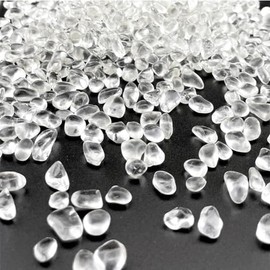 RCFFDL Clear Glass Stones, 0.85LB/385g Aquarium Gravel Rocks, Clear Aquarium Pebbles for Fish Tank, Sea Glass Rocks for Vase Filler Craft