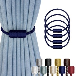 XDerlin 4 Pack Strong Magnetic Curtain Tiebacks Outdoor Decorative Tie Backs Modern Rope Tiebacks Modern Handmade Tie Backs Decorative Curtain Holdbacks for raperies-Light Blue