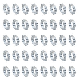 PATIKIL 40 Pack 22-25mm Double Ear Hose Clamp, Galvanized Steel O Clip Crimp Rings for Fuel Petrol Pipe Tube Fitting Connections, Silver Tone