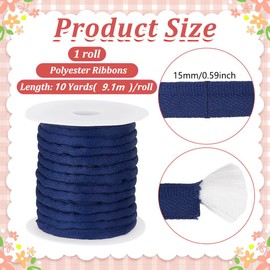 BENECREAT 9.1m/10Yard Blue Piping Cord Trim, 15mm/5/8 inch Wide Polyester Bias Tape Piping, Binding Lip Cord Trim for Sewing Dresses, Clothes, Cushions, Slipcovers, DIY Home Decoration