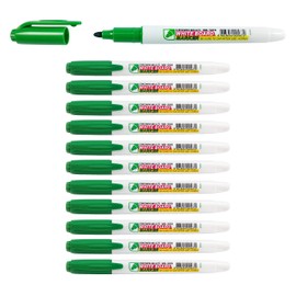 CROWN WB505 Drywipe Pens Bullet Tip - Pen Style Markers - Pack Of 12 - Dry Erase Ink - Green - 2mm Line