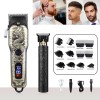 Kit 2 Cortapelos Led Usb-c Para Cabello Y Barba Negro